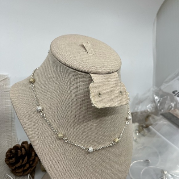 Vintage Milor Italy .925 Sterling Silver & Gold-Plated Stardust Bead Necklace - Picture 9 of 17